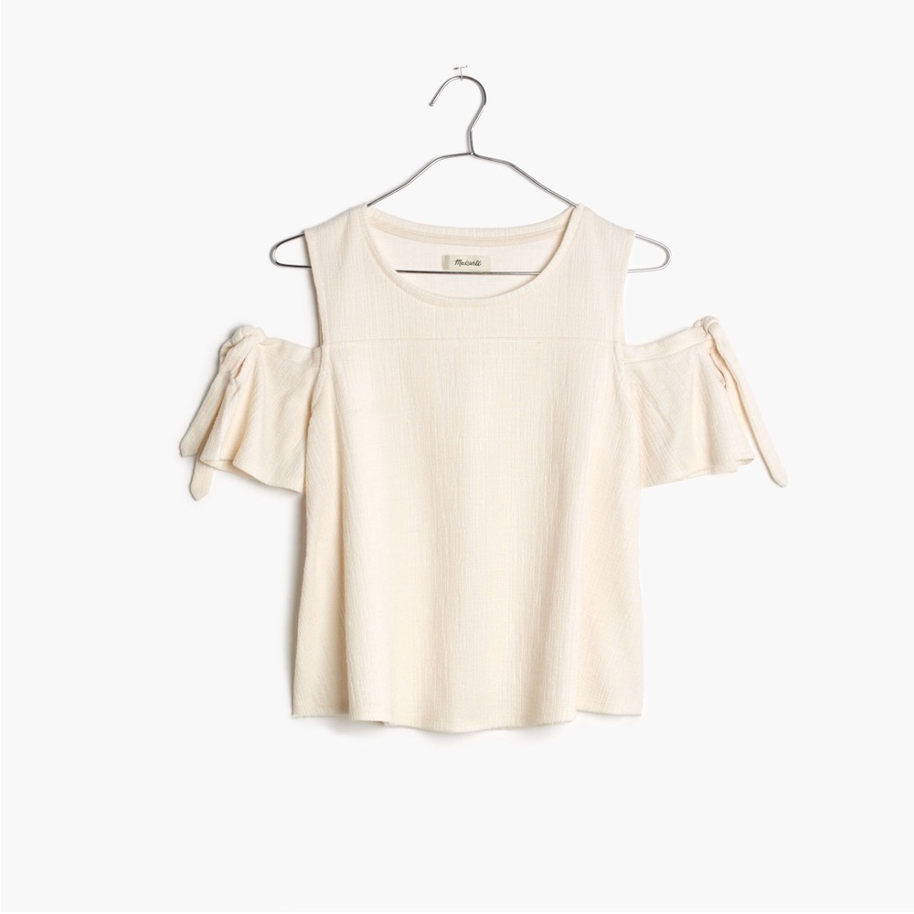 Madewell Ivory White Skylark Cold Shoulder Tie Top Size XS EUC